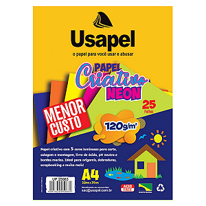 Papel criativo neon 25fls A4 120gr Usapel