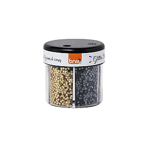 Pote glitter estrela e coração fashion escuro 60g pote c/6 cores brw