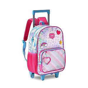 Mochila com rodas happy holográfica clio