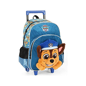 Mochilete com rodas patrulha canina chase azul 3D luxcel