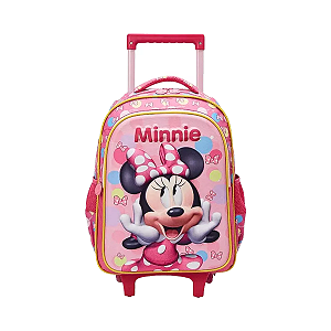 Mochilete com rodas minnie mouse rosa 3D xeryus