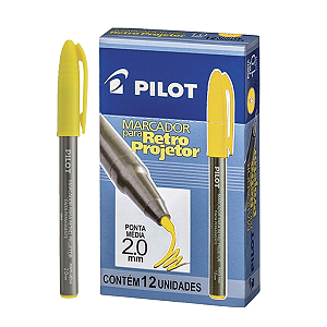Caixa Com 12 Marcadores Retroprojetor 2.0 amarelo Pilot