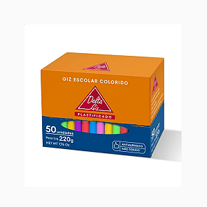 Giz Escolar Plastificado Colorido Delta Master Com 50 unidades