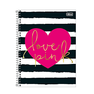 Caderno Espiral Capa dura universitário 01Mat/96fls Love Pink Tilibra
