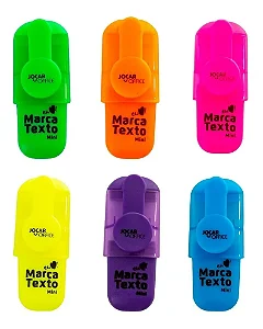 Kit C/6 Mini Marca-texto Cores Neon Jocar Office Neon