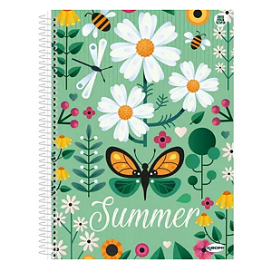 Caderno Espiral Capa dura Universitário 10Mat/200fls Kbom Feminino Animativa