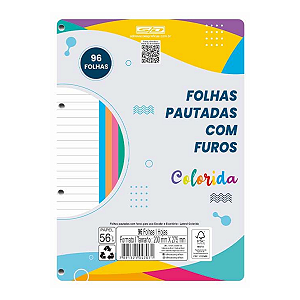 Refil para Caderno Colorido C/4 Furos 96fls Animativa