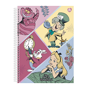 Caderno Espiral Cd Alice in worderland 10 Matérias Animativa