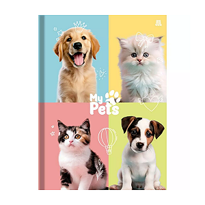 Caderno Brochurão Capa dura 80 folhas My Pets Animativa