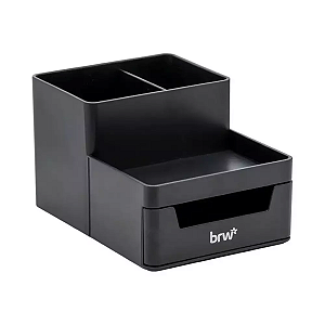Organizador plástico de Mesa 4 Divisória Preto Brw
