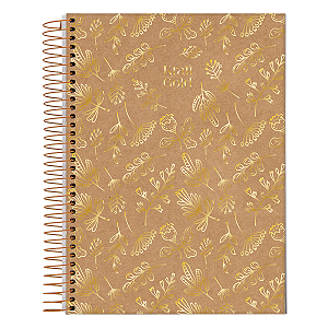 Caderno Espiral 1/4 160 folhas Kraft Gold Jandaia
