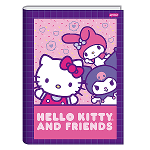 Caderno Brochura Capa dura 1/4 Hello Kitty 80 folhas Jandaia