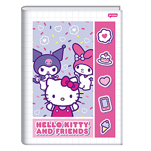 Caderno Brochura Capa dura 1/4 Hello Kitty 80fls Jandaia