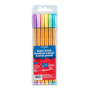 Caneta Esferográfica 0.4 6 Cores Fineliner Pastel Futuro