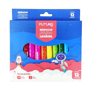 Canetinha Hidrocor Jumbo lavável 12 cores Futuro