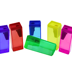 Apontador Plástico com Depósito Retangular Colorido Futuro