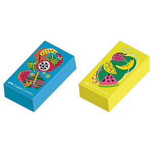 Borracha Glimmer Botanica Frutas Azul/Amarelo Faber Castell