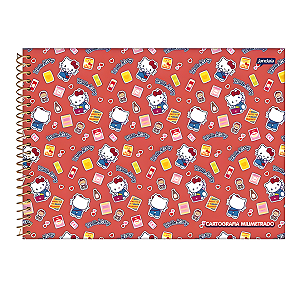 Caderno Espiral Cd Milimetrado Hello Kitty 80 folhas Animativa
