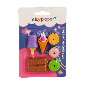 Borracha Cute Food Com 6 Peças Skypaper