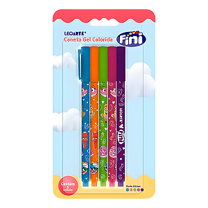 Caneta em gel Colorida Fini 0.6mm C/5 Cores LeoLeo