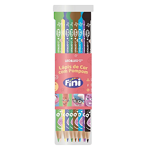 Lápis de Cor Triangular C/Pompom Fini C/12 Cores LeoLeo