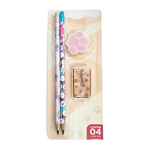 Kit Lápis Preto+Borracha+Apontador Pet Skypaper