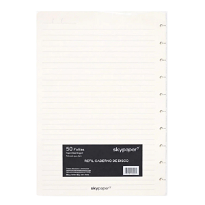 Refil de Caderno Disco Colegial 50 folhas Skypaper