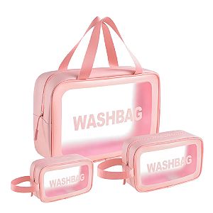 Kit C/3UNI Necesserie Wash Bage Rosa