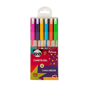 Caneta Esferográfica Gel luluca 6 Cores Neon Skypaper