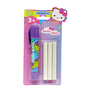 Borracha Caneta Retratil C/3 Refil Hello Kitty LEOLEO