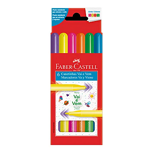 Caneta Hidrográfica Vai E Vem 6 Cores Neon Faber-castell