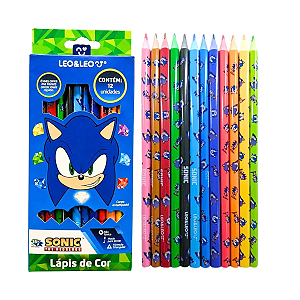 Lápis de Cor Sonic Com 12 Cores LEOLEO