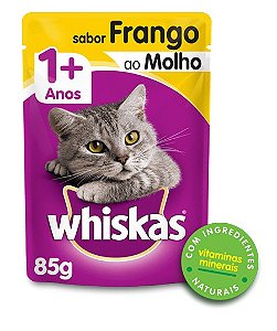 Sachê de Ração úmida para Gatos WHISKAS® Adulto Sabor Frango ao Molho 85 g