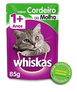 Sachê de Ração úmida para Gatos WHISKAS® Adulto Sabor Cordeiro ao Molho 85 g