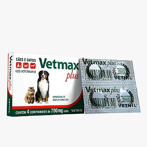 Vetmax plus vermífugo para cães e gatos caixa c/ 04 comprimidos