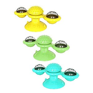 Brinquedo para Gatos Pets Moinho De Vento Giratório Interativo Coçador Macio B