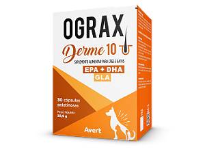 OGRAX DERME 10 Suplemento para Cães e Gatos 30 cápsulas