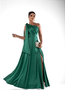 Vestido longo Paris Verde Esmeralda busto drapeado