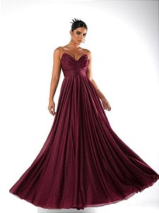 Vestido longo Florença marsala glitter