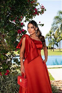 Vestido longo Veneza terracota