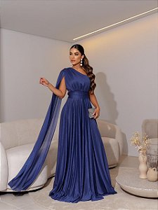 Vestido Grécia longo azul marinho