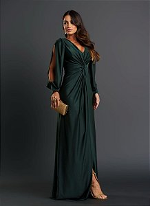 Vestido Roma Verde Musgo + Clutch Brinde