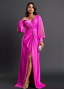 Vestido Roma Rosa Chiclete + Clutch Brinde