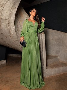Vestido Portugal longo verde oliva