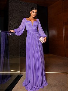 Vestido Portugal longo lavanda lilás