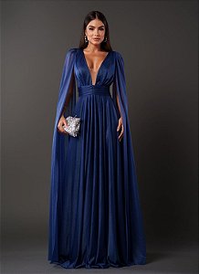 Vestido Verona longo azul marinho