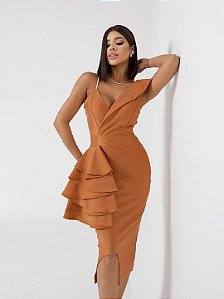 Vestido Saragoça midi nude