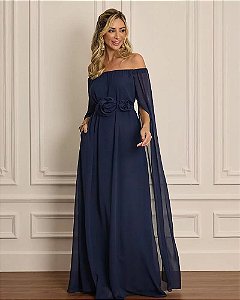 Vestido Capetown longo azul petróleo