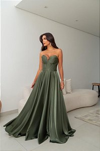 Vestido Jamaica longo verde oliva