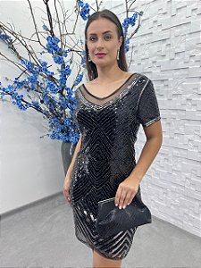 VESTIDO TAIWAN PRETO COM PAETÊ 40